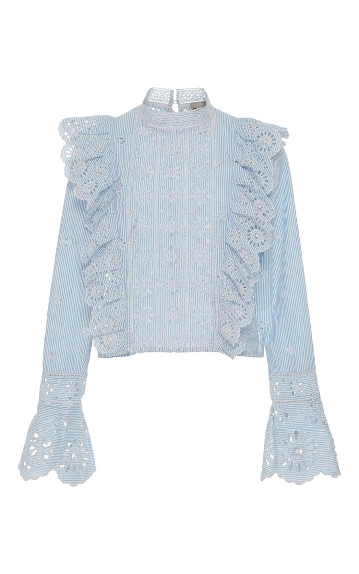 Sea Exploded Eyelet Ruffle Top