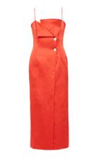 Moda Operandi Mach & Mach Red Satin Midi Dress