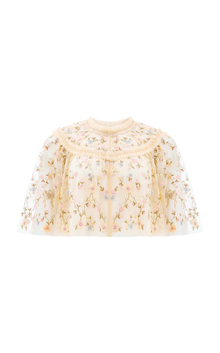 Moda Operandi Needle & Thread Sweet Petal Embroidered Tulle Cape Size: S