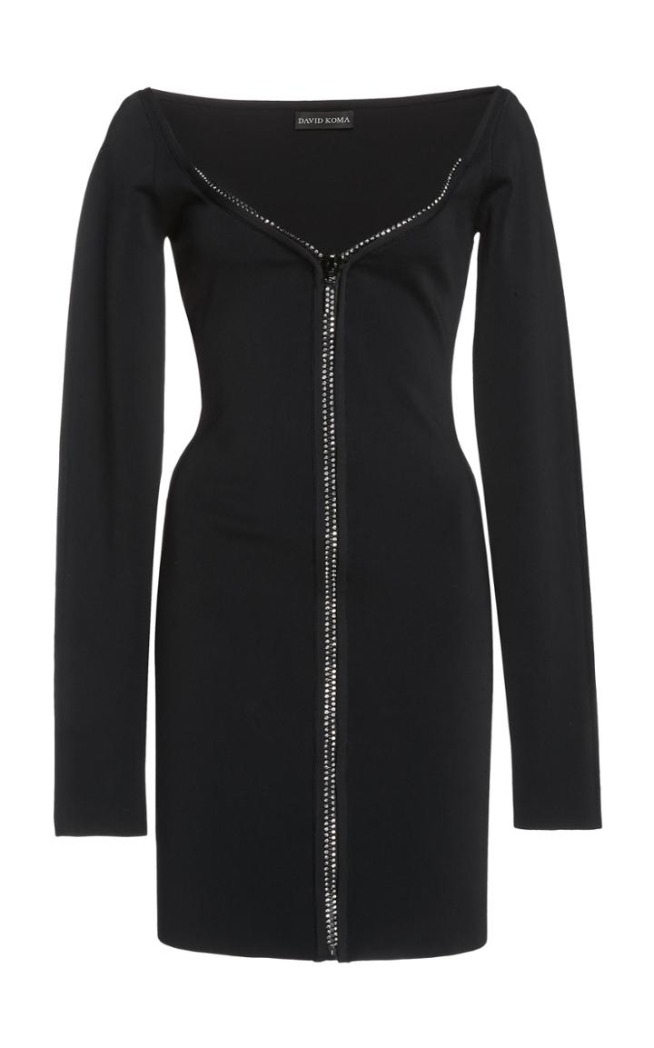 David Koma Mini Crystal Zip Knit Dress