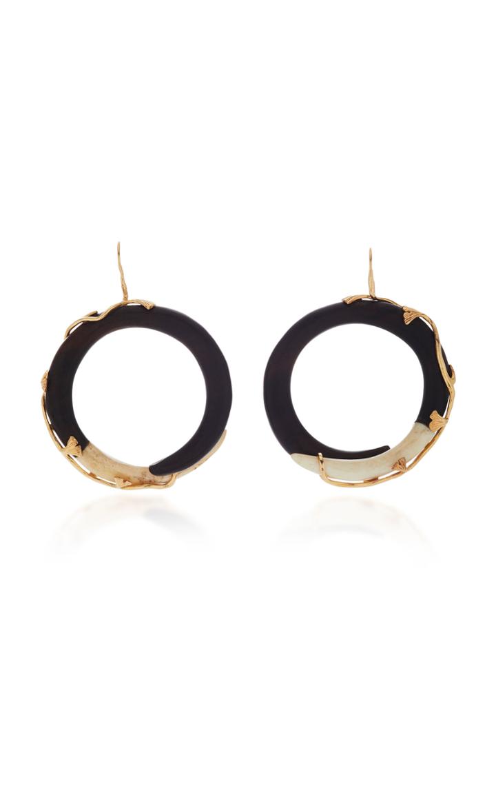 Guita M 14k Gold, Ebony And Horn Hoops