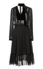 Frame Denim Velvet-trimmed Silk-chiffon Midi Dress