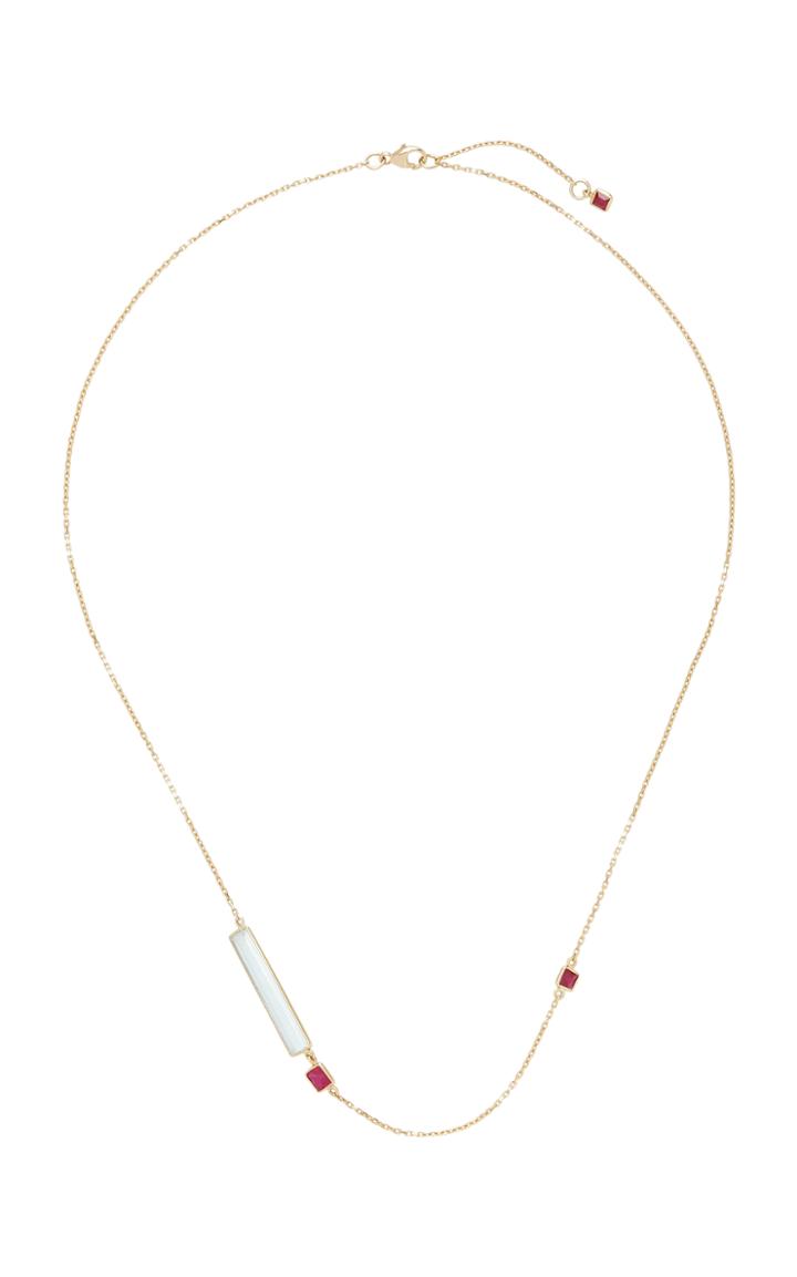 Yi 18k Gold Aquamarine And Ruby Necklace