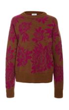 Salvatore Ferragamo Peony Embroidered Virgin Wool Sweater