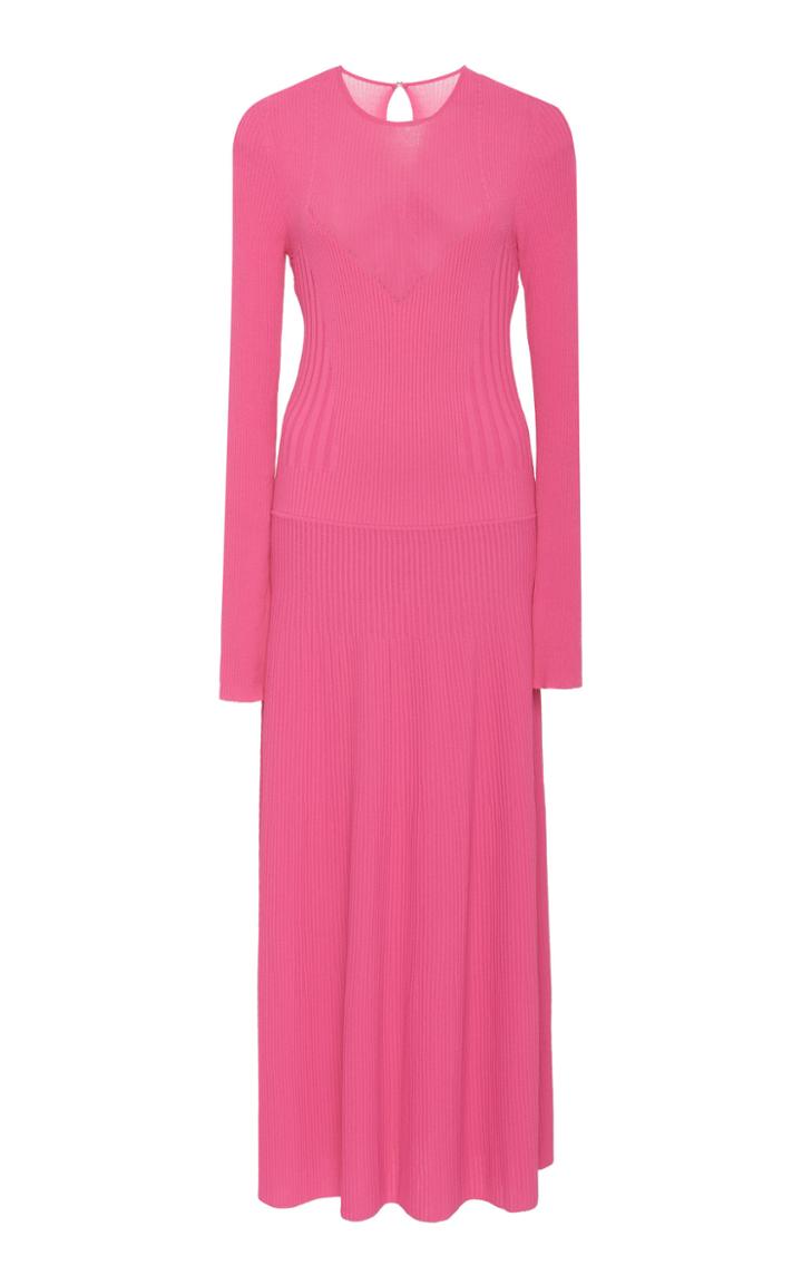 Carolina Herrera Full Sleeve Ribbed Dress With Bustier Detail