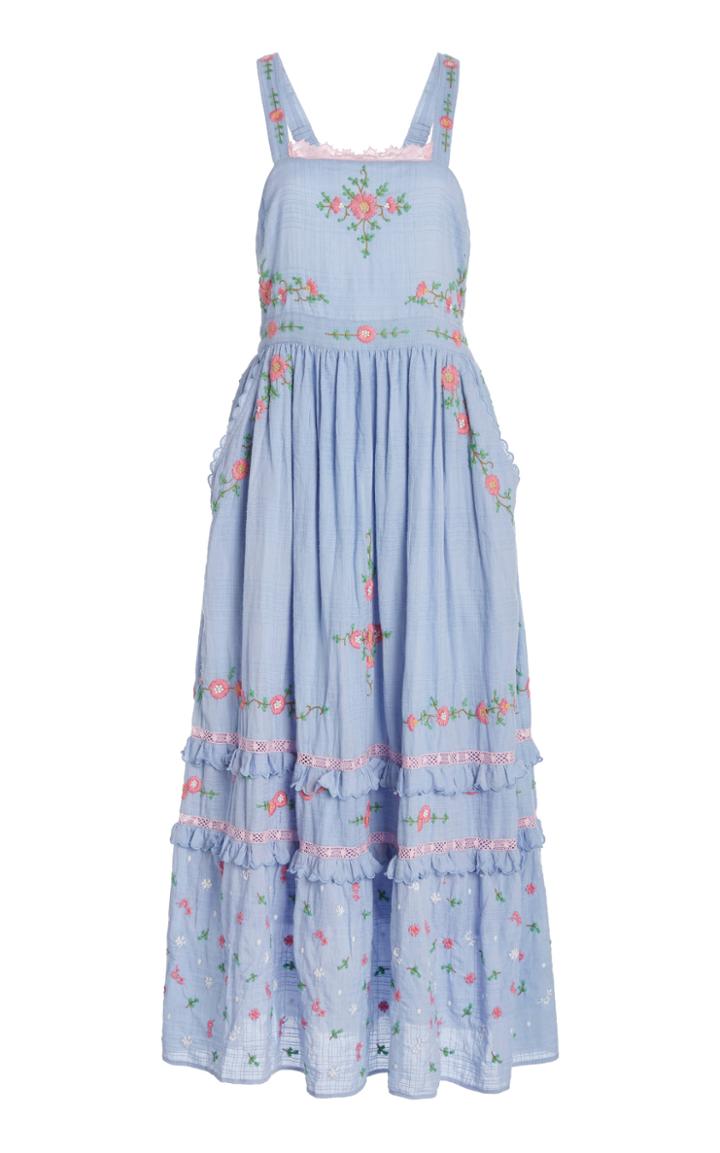Loveshackfancy Asher Floral-embroidered Cotton Maxi Dress