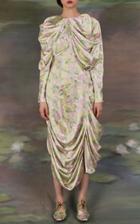 Moda Operandi Yuhan Wang Draped Grape-printed Satin Dress