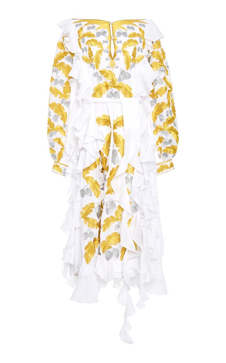 Yuliya Magdych Off The Shoulder Ruffle Acorns Dress