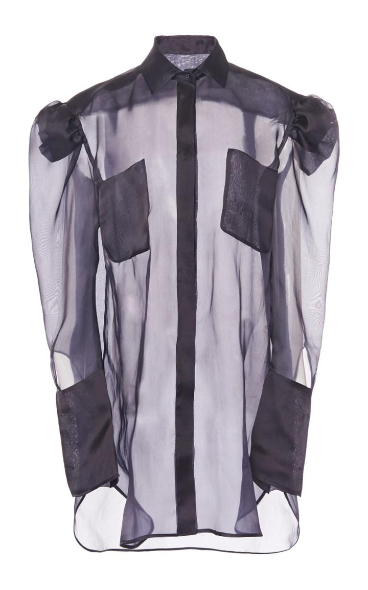 Moda Operandi Max Mara Fachiro Statement Shoulder Silk Organza Top