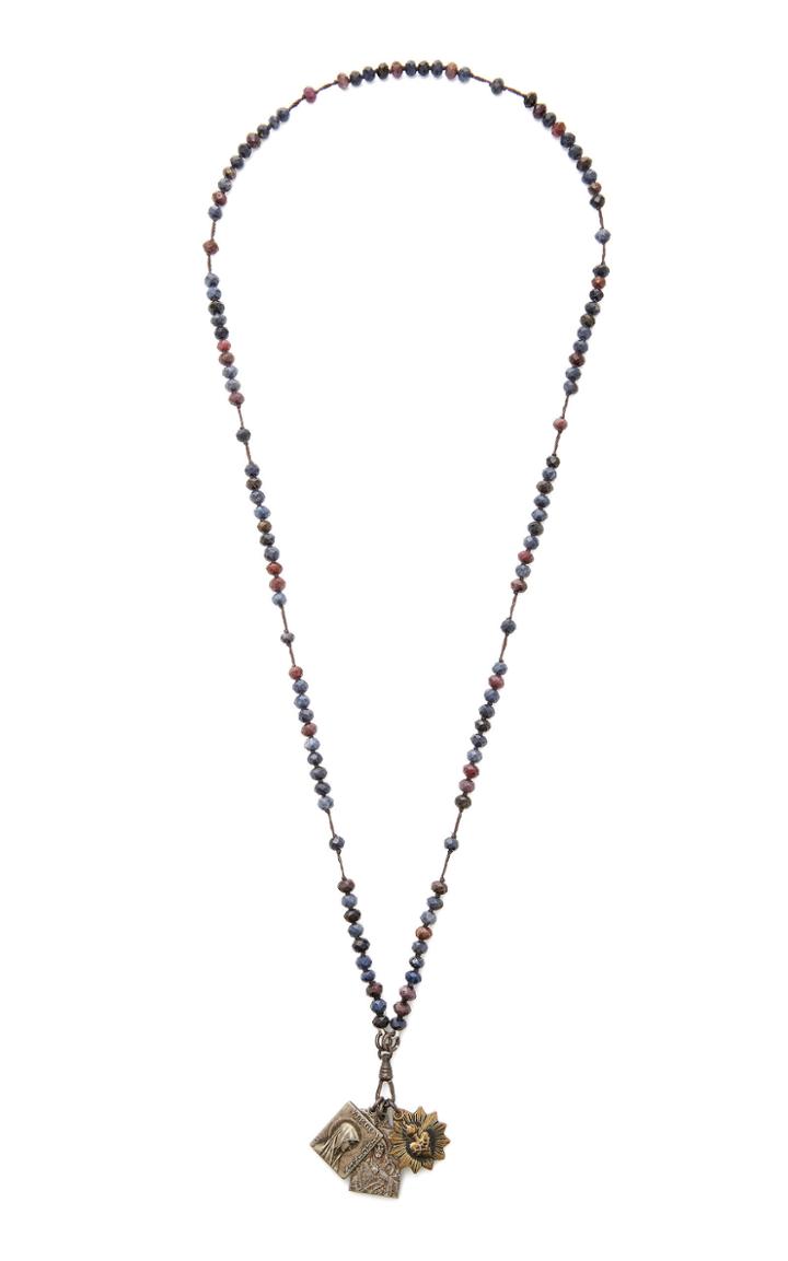Miracle Icons Sapphire Rondelle Rosary Necklace