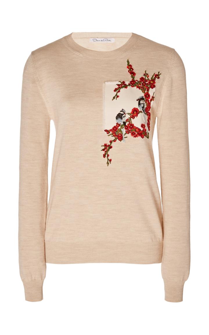 Oscar De La Renta Embroidered Wool Sweater