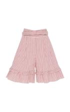 Luisa Beccaria Striped Ruffle Cotton-blend Bermuda Shorts
