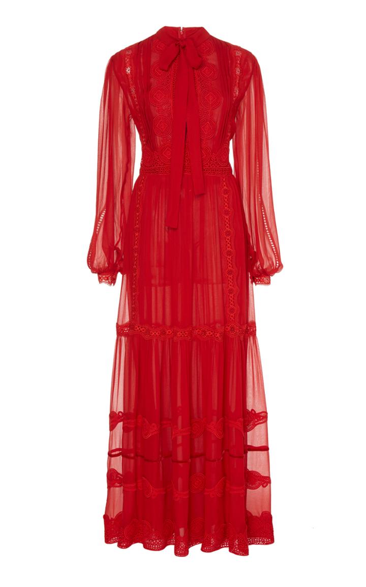 Costarellos Bow Tie Silk Dress