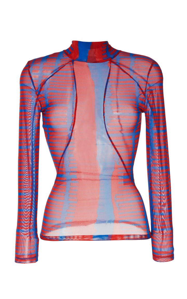 Atlein Printed Stretch Tulle Wetsuit Top