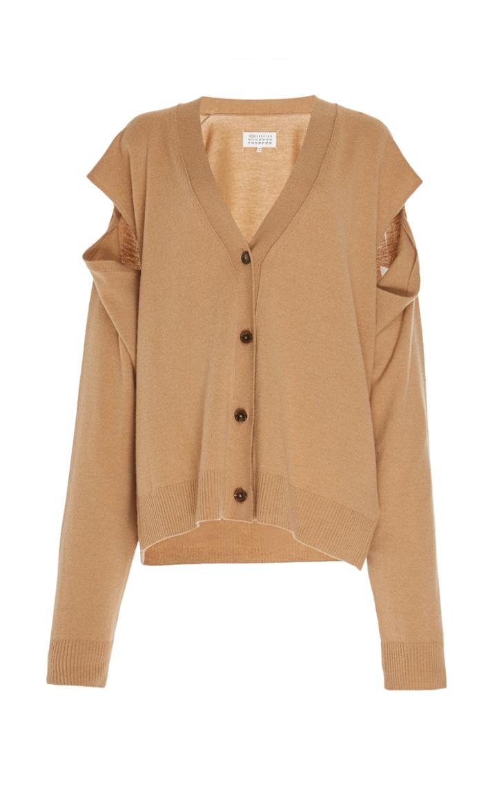 Maison Margiela Wool-blend V-neck Cutout Sweater