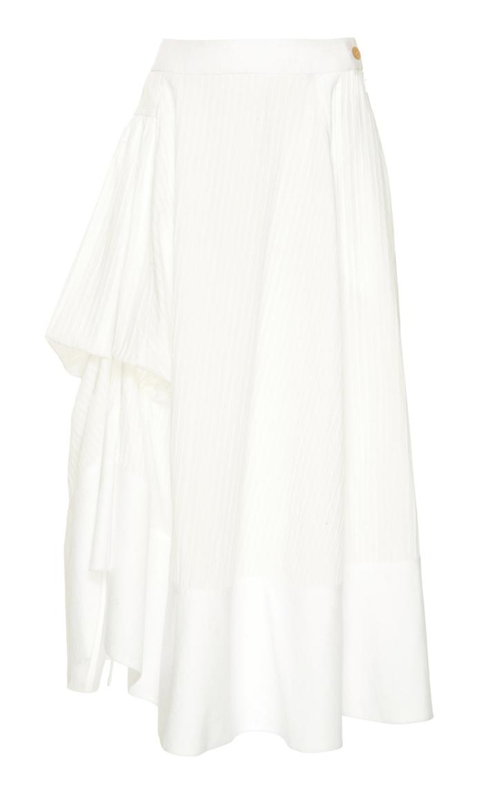 Loewe Gathered Paneled Cotton Midi Skirt