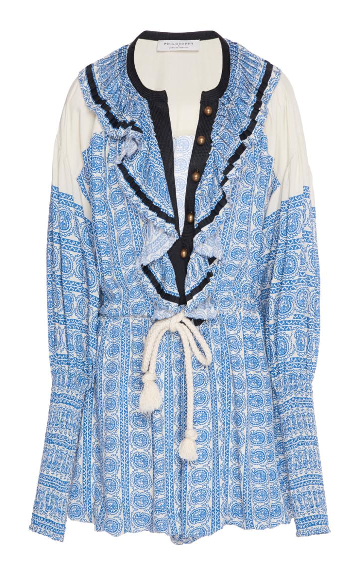 Philosophy Di Lorenzo Serafini Blouson Sleeve Crepe De Chine Romper