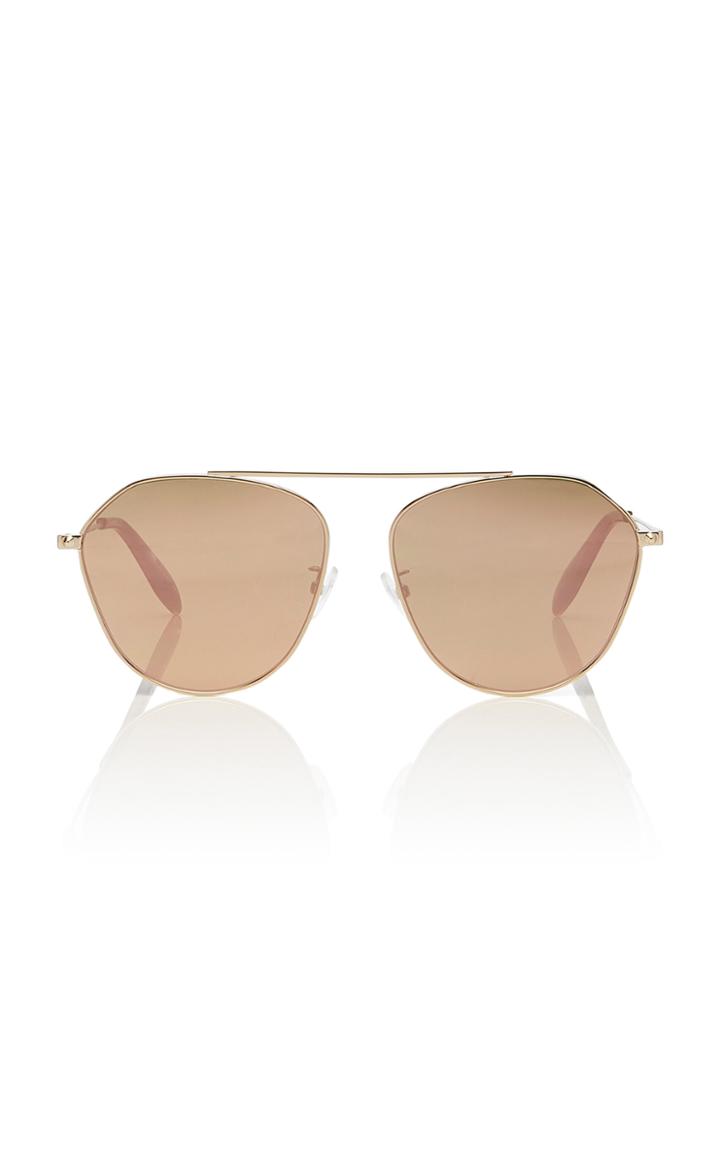 Alexander Mcqueen Gold-tone Mirrored Aviator-style Sunglasses