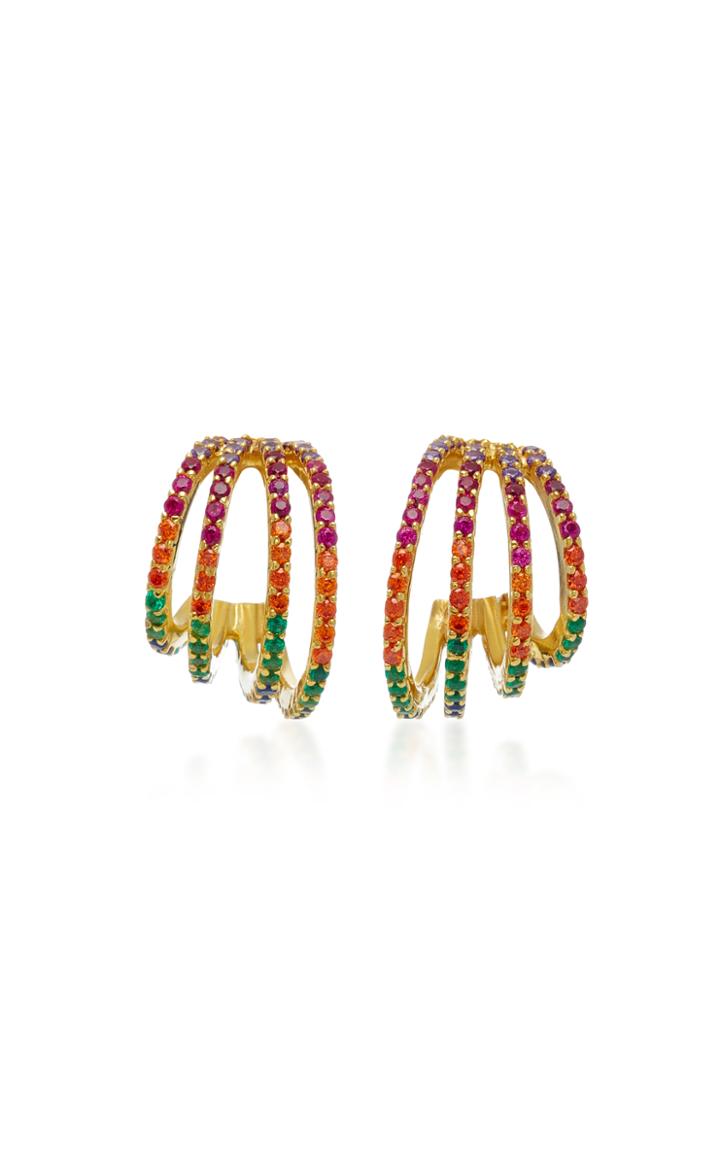 Joanna Laura Constantine Gold-plated Rainbow Crisscross Hoop Earrings