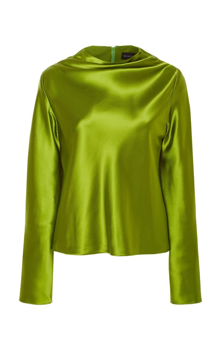 Brandon Maxwell Cowl Neck Satin Blouse