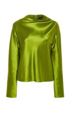 Brandon Maxwell Cowl Neck Satin Blouse