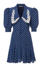 Moda Operandi Alessandra Rich Polka Dot Silk Mini Dress With Embroidered Collar