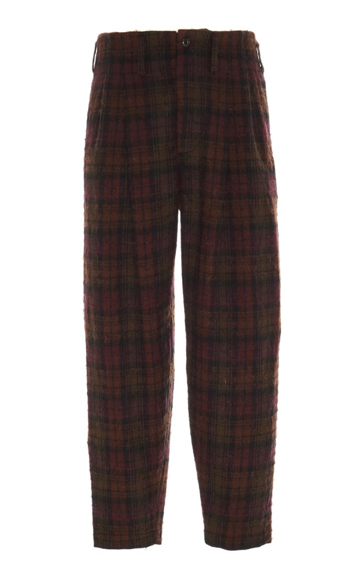 Nicholas Daley Pleated Plaid Wool And Mohair-blend Pants