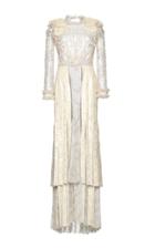 Roberto Cavalli Embroidered Tiered Fringe Gown