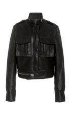 Moda Operandi Helmut Lang Cropped Leather Military Jacket Size: Xs