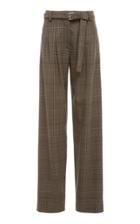 Proenza Schouler Belted Checked Wool-blend Straight-leg Pants