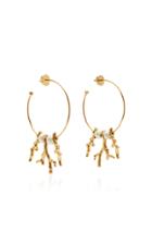 Oscar De La Renta Metal Coral Branch Earrings