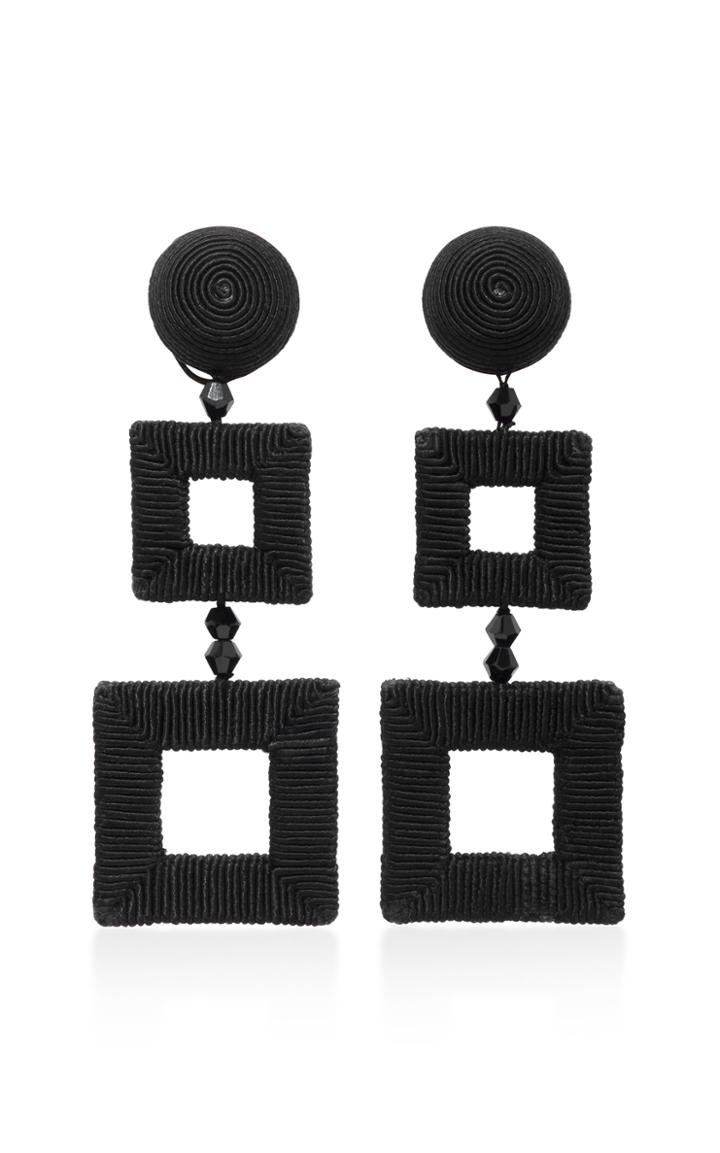 Oscar De La Renta Square Clip Earrings
