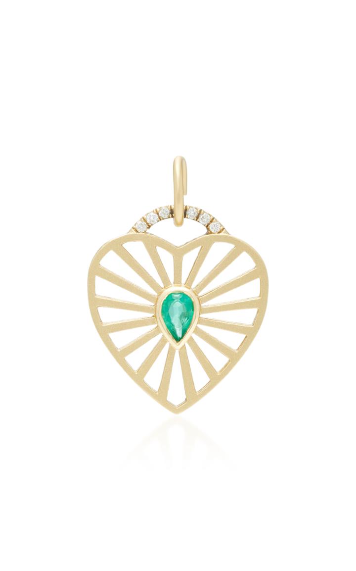 Michelle Fantaci Heart Charm With Gemfields Emerald And White Diamonds