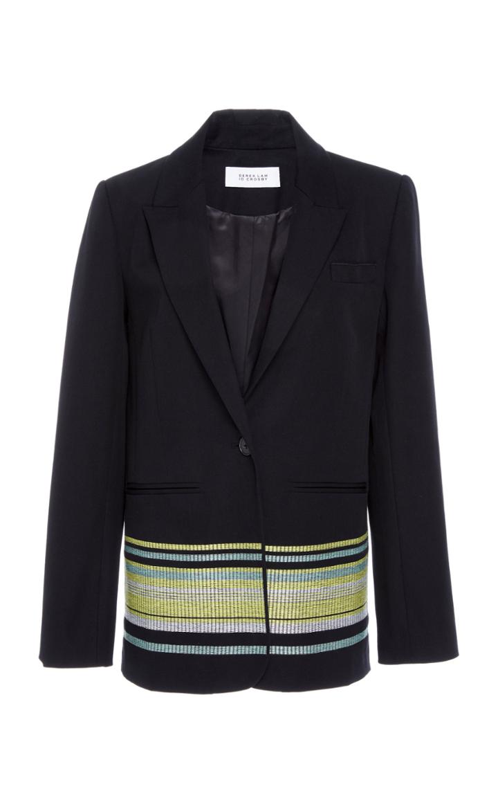 Derek Lam 10 Crosby Single Button Cotton Blazer With Embroidery