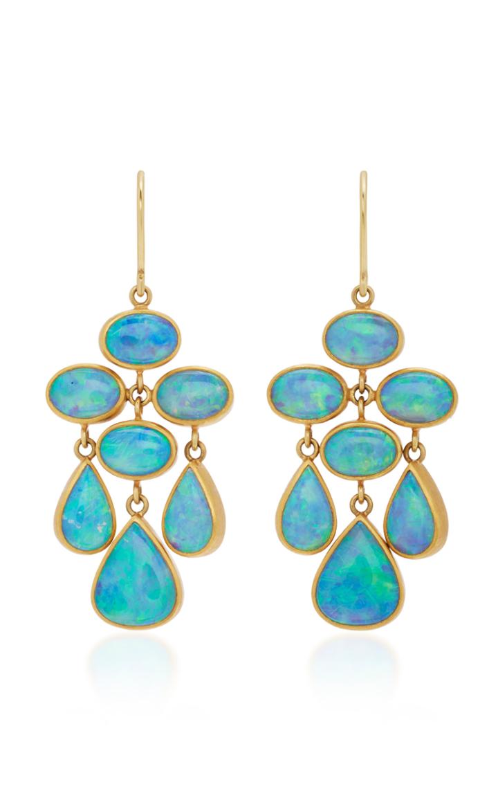 Mallary Marks Trapeze 22k Gold Opal Earrings