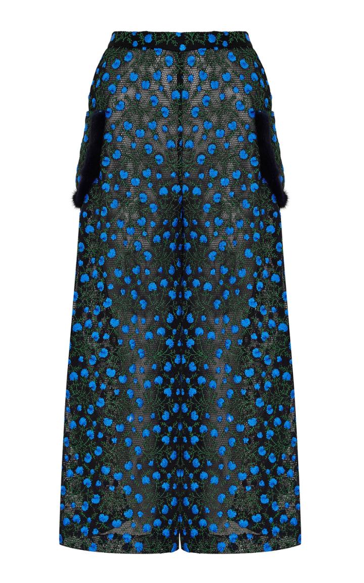 Razan Alazzouni Mink Trimmed Embroidered Pants