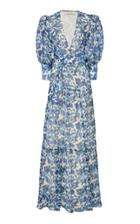 Adriana Degreas Silk Chiffon Floral Maxi Dress