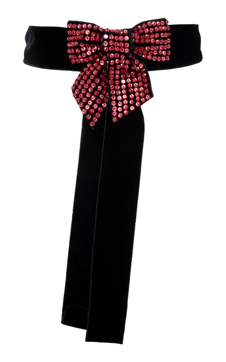 Attico Crystal-embellished Velvet Belt