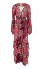Figue Frederica Floral-print Tiered Chiffon Maxi Dress