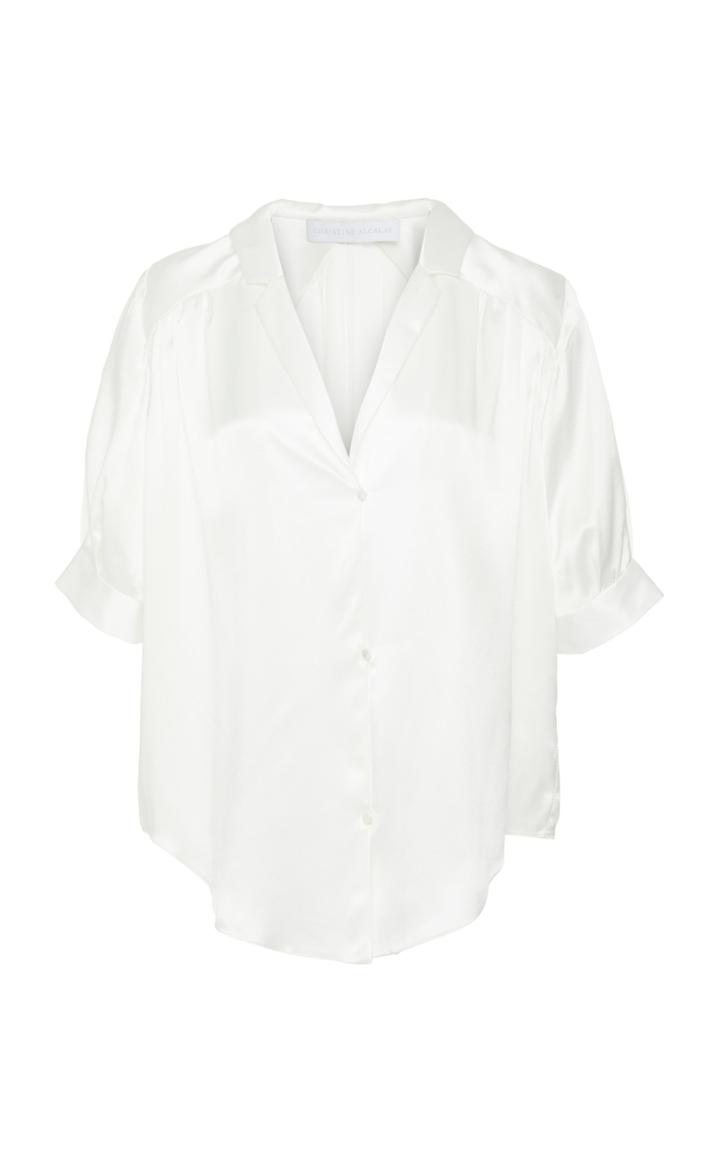 Christine Alcalay Short Sleeve Silk Blouse