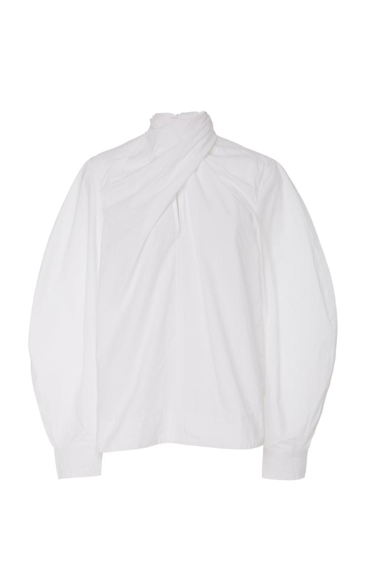 Ganni Wrap-effect Cotton-poplin Top Size: 36