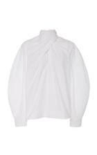 Ganni Wrap-effect Cotton-poplin Top Size: 36