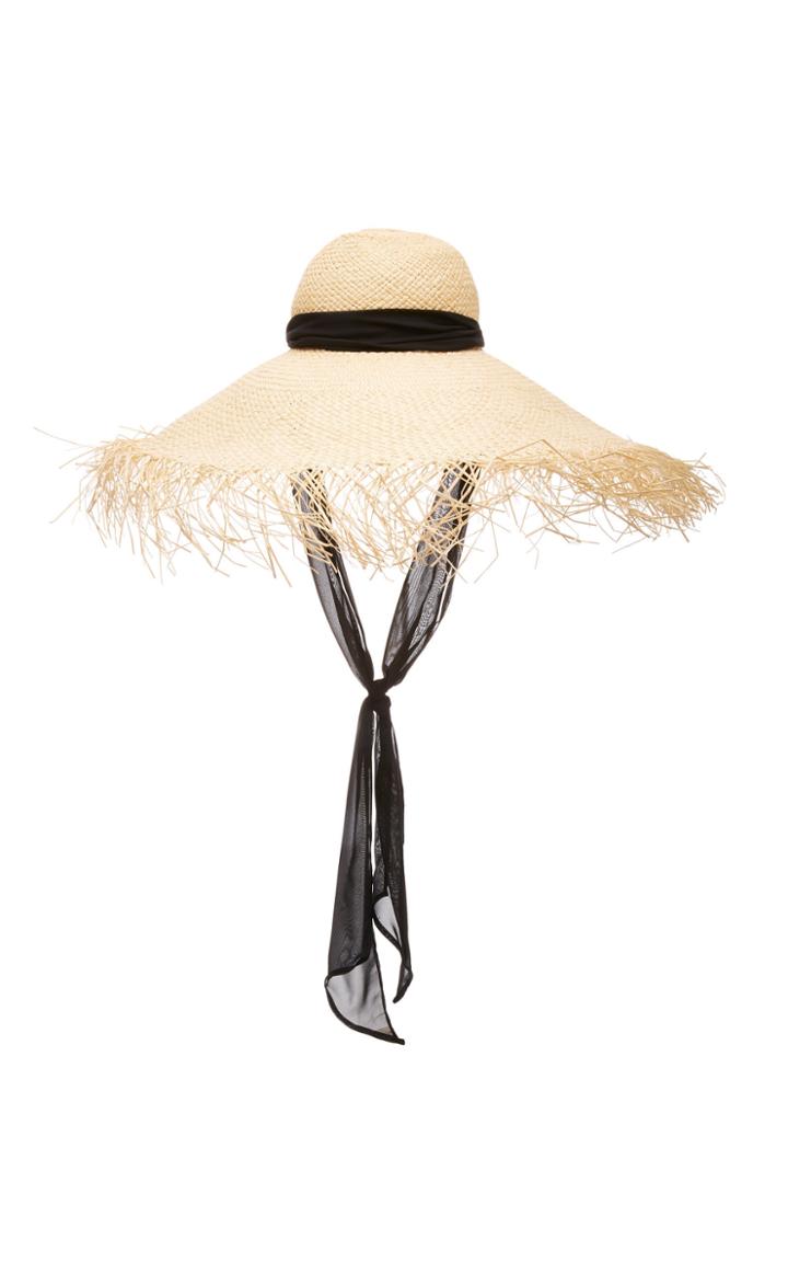 Sensi Studio Oversized Chiffon-trimmed Straw Hat Size: S