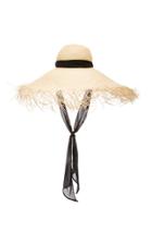 Sensi Studio Oversized Chiffon-trimmed Straw Hat Size: S
