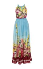 Blugirl Floral Print Striped Maxi Dress