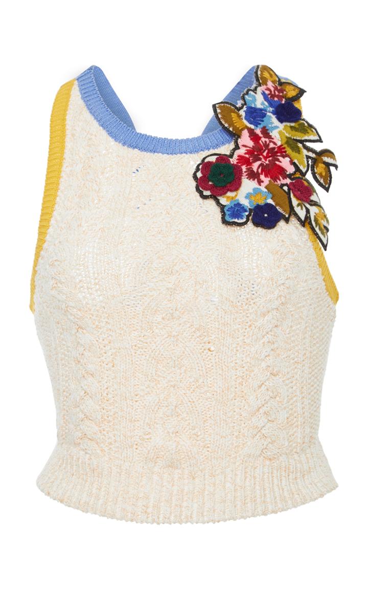 Red Valentino Floral-appliqud Cropped Top