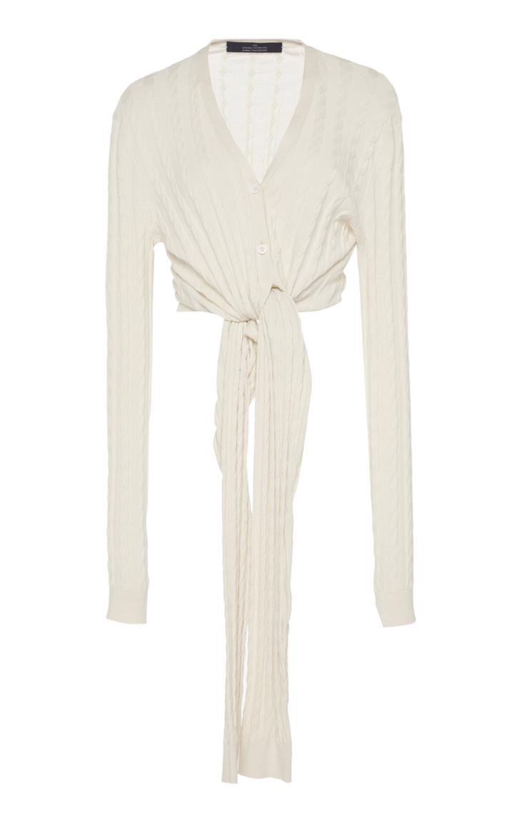 Rokh Cable-knit Knotted Cotton Cardigan