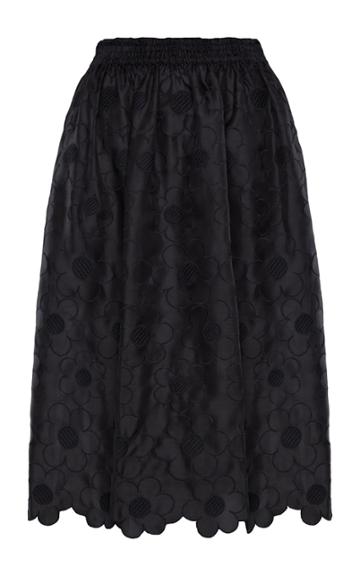 Moncler 4 Simone Rocha Scalloped Floral-embroidered Shell Midi Skirt