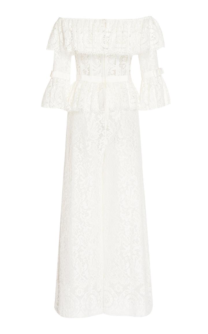 Zuhair Murad Off-the-shoulder Lace Jumpsuit