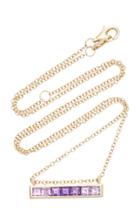 Jane Taylor Ombr Amethyst 14k Yellow Gold Bar Necklace